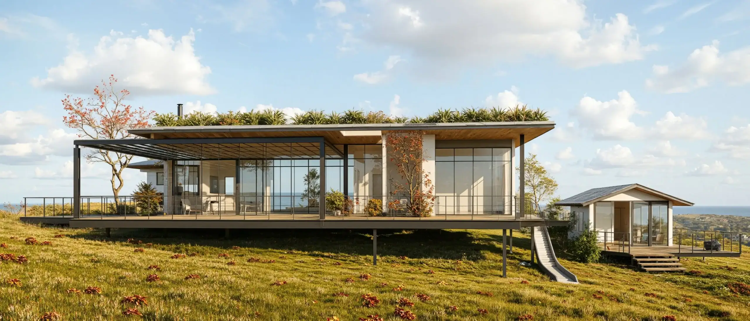 Architect's visualization of the Residence and the Studio at Earthness